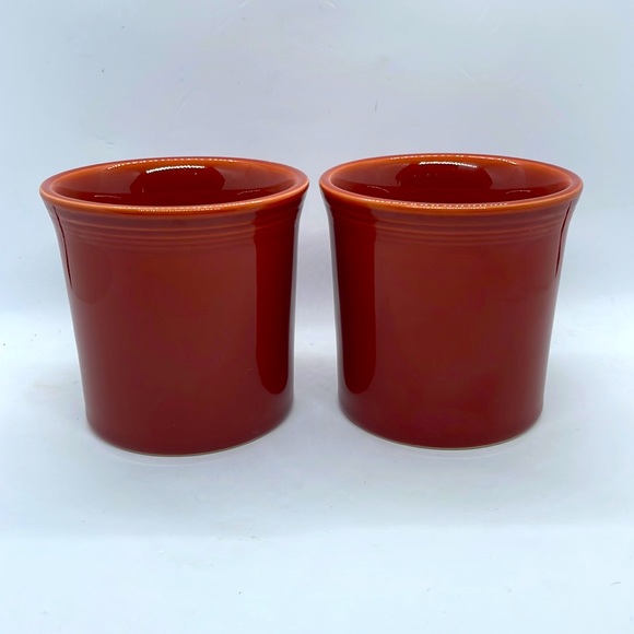 Fiesta Ring Handled Coffee Cups, Set of Two. Paprika (Dark Orange, Rust). - Picture 4 of 6